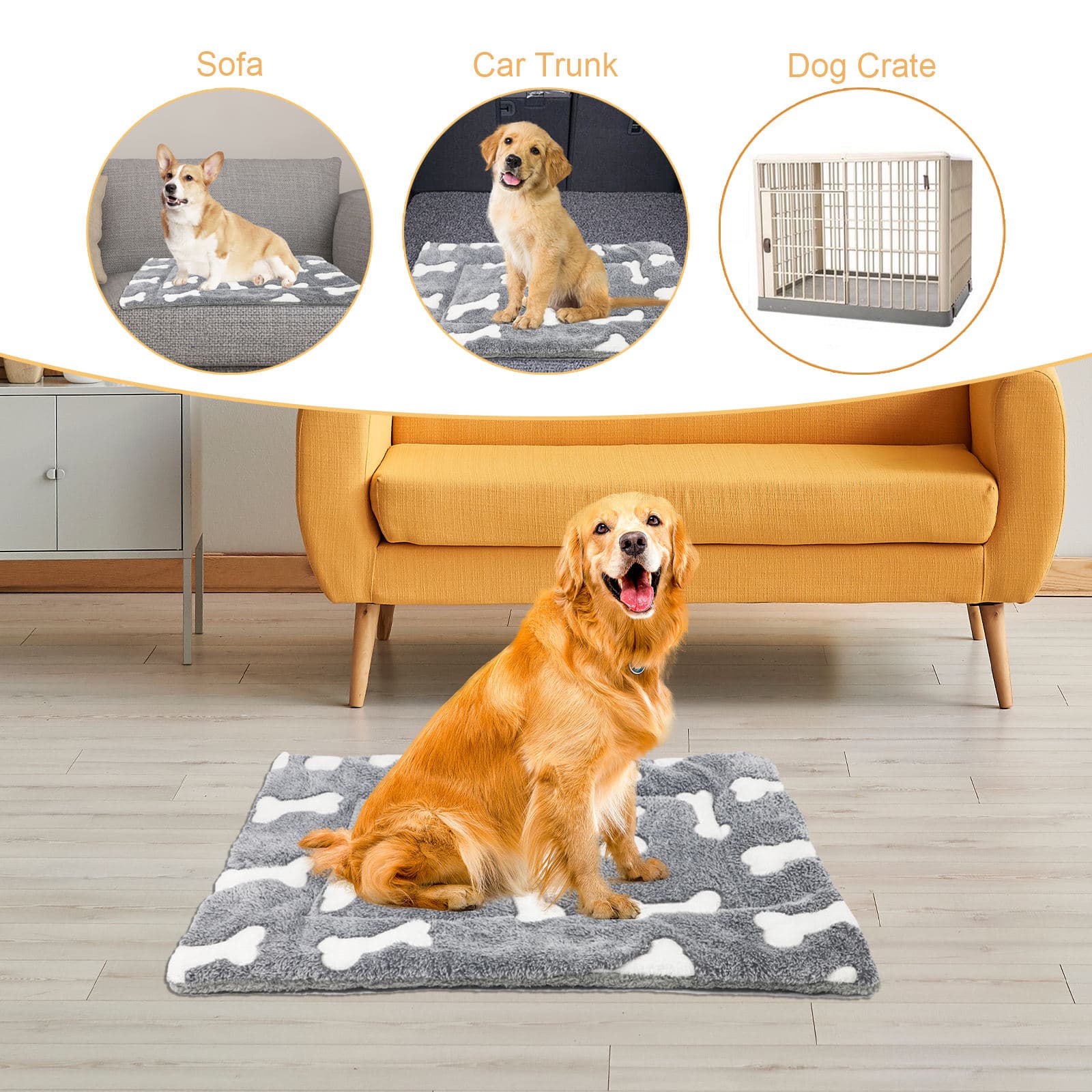 Bed Mat Washable Dog Crate Sleeping Dog Reversible-Fleece Kennel Pad