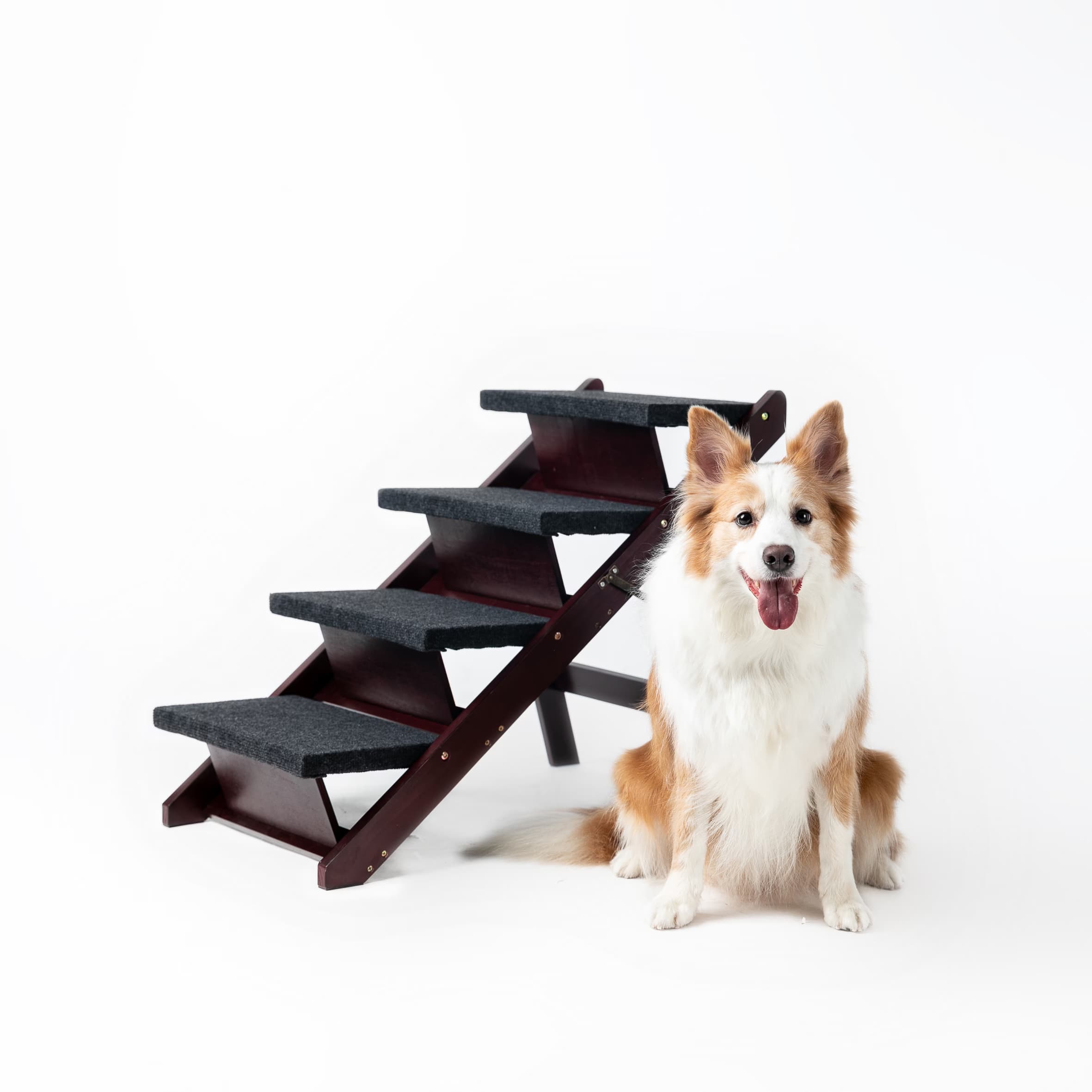 Wood Dog Stairs Steps Foldable 4-Tier Ramp Beds Cars Portable