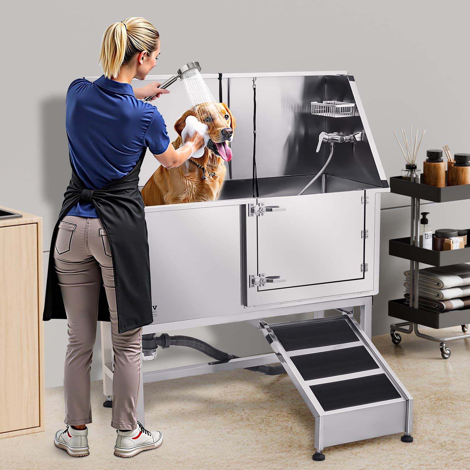 62 Dog Grooming Bath Tub Stainless Ramp