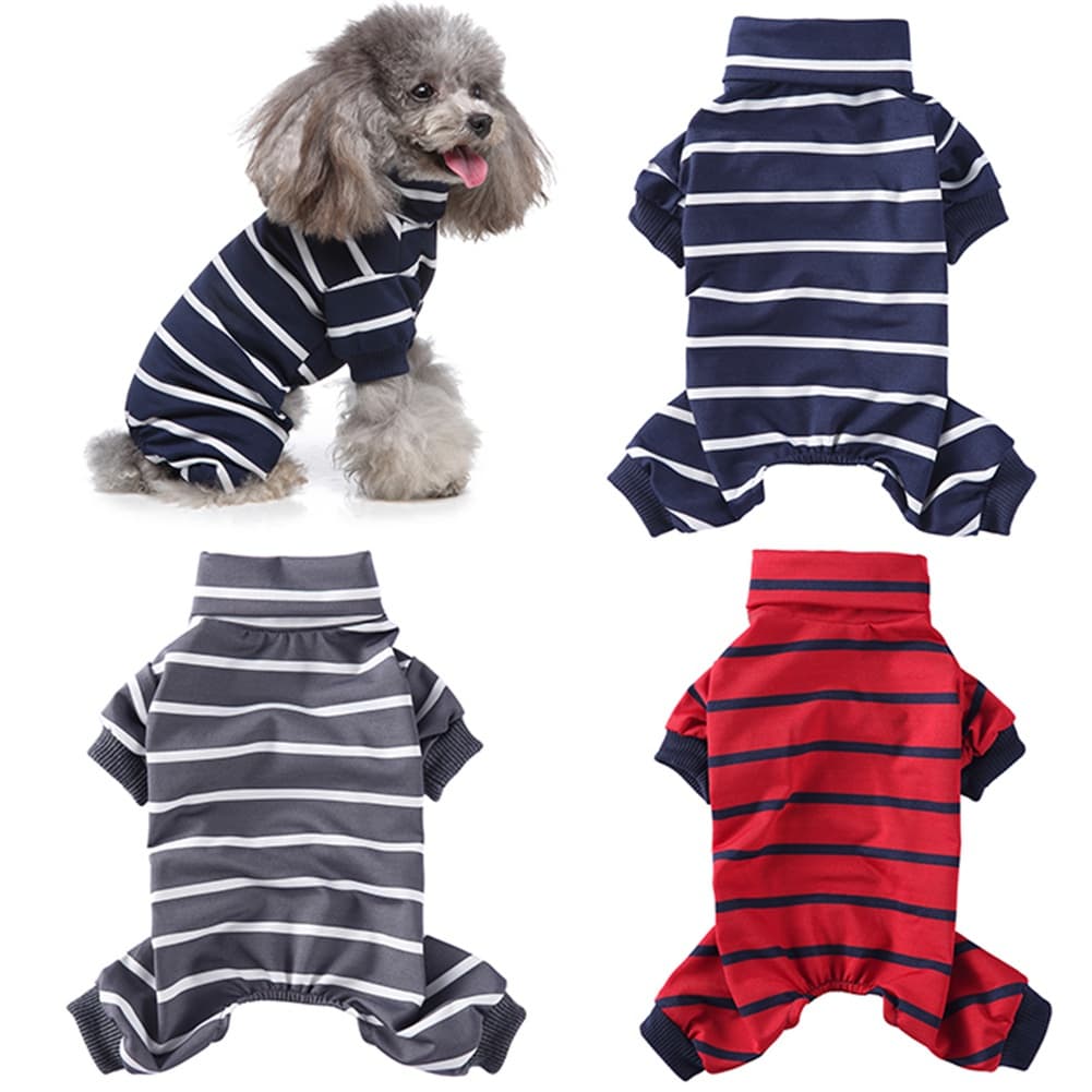 Collar Striped Dog Pajamas
