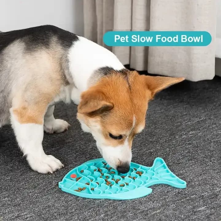 Silicone Mat Dog Slow-Feed Bowl Small Dog Feeder Puppy Treat Dispenser