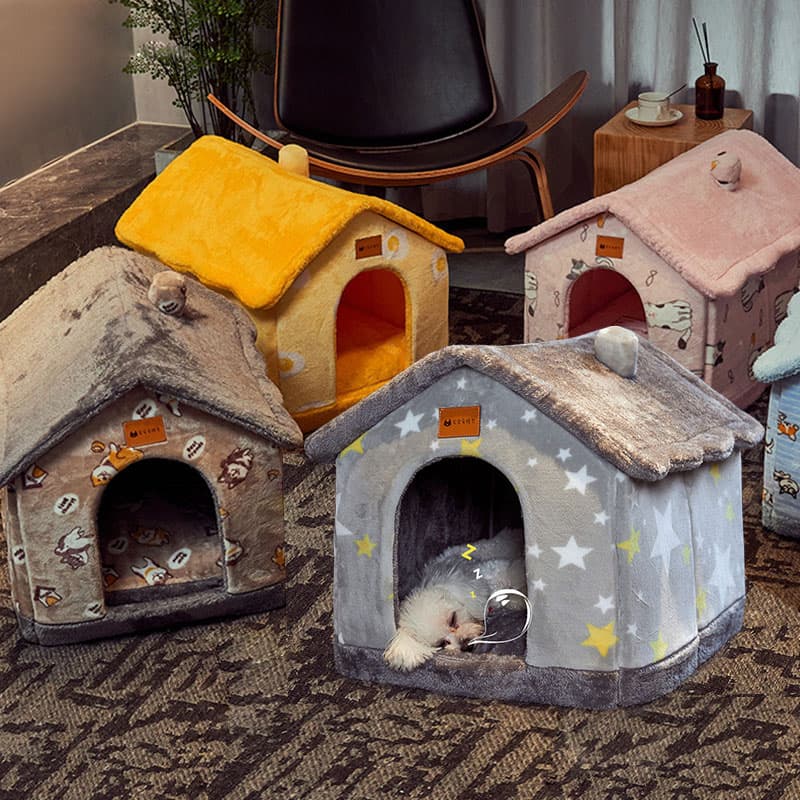 Foldable Dog House Bed Winter Villa Sleep Kennel Removable Nest
