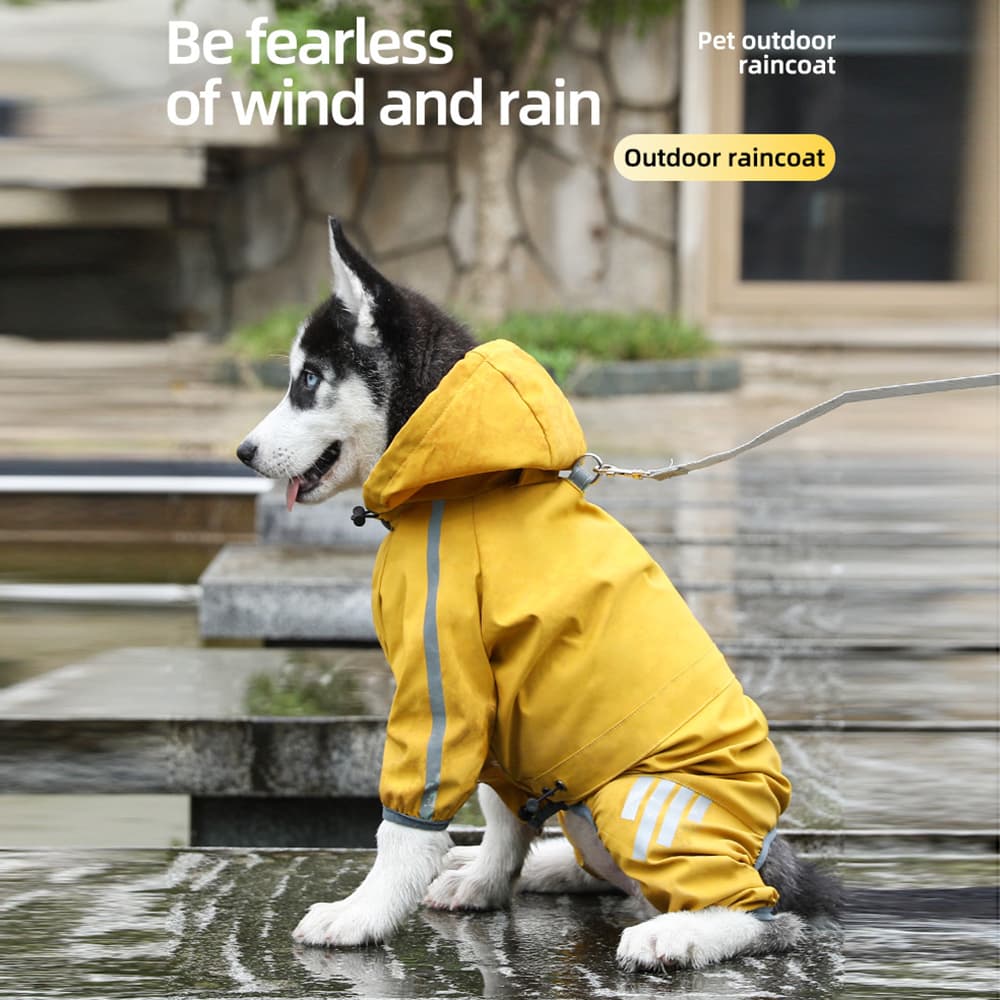 Dog Raincoat Reflective Waterproof Jacket Hood