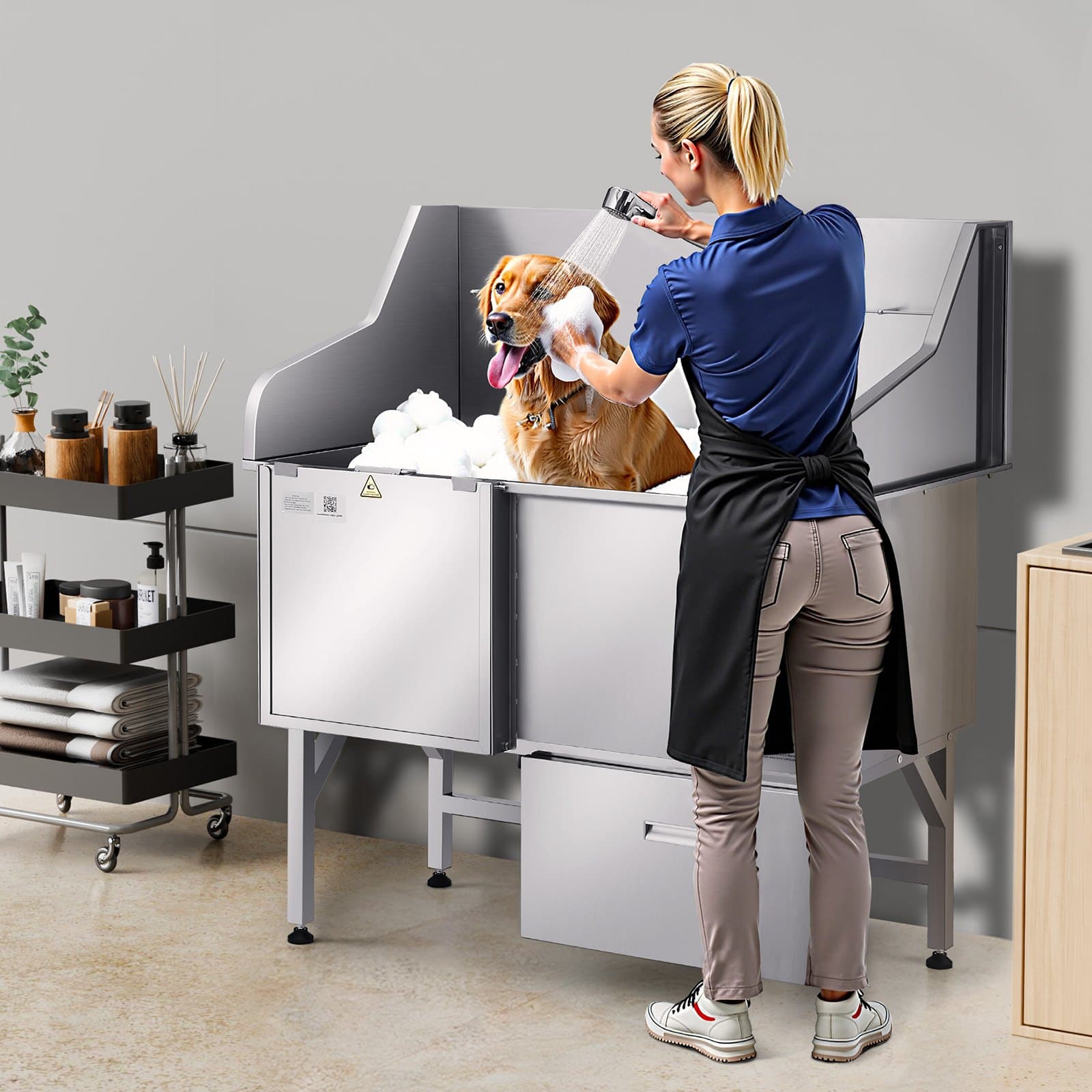 50 Dog Grooming Bath Tub Stainless Ramp Faucet