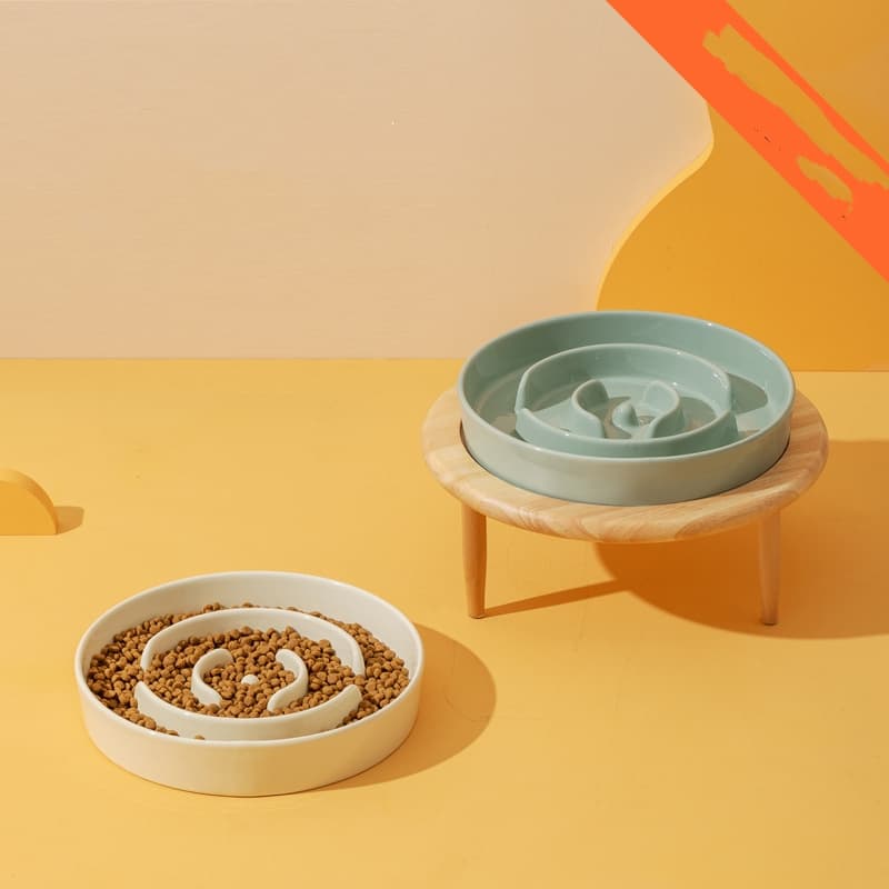 Slow-Feed Ceramic Ergonomic Dog Bowl