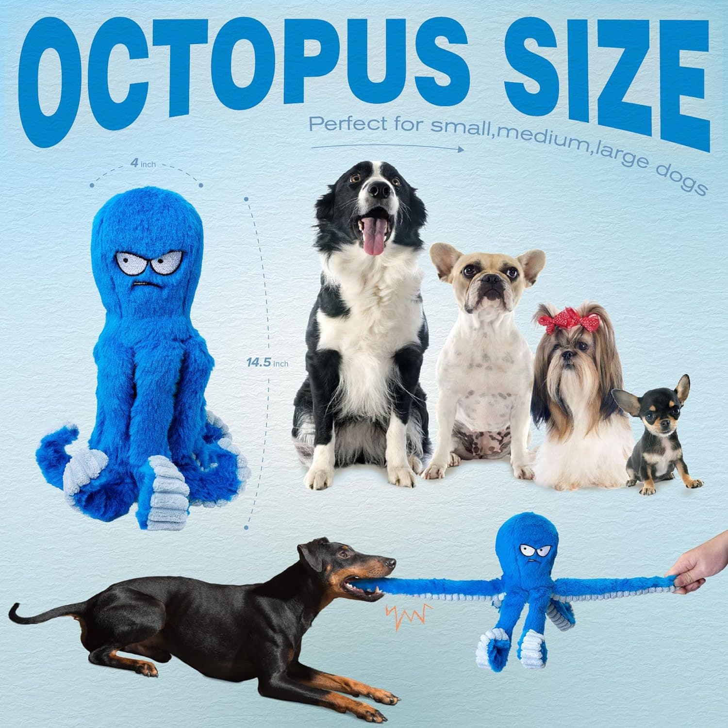 Stuffed Tough Dog Chew Toys Large Keep Busy Interactive Squeaky Tug