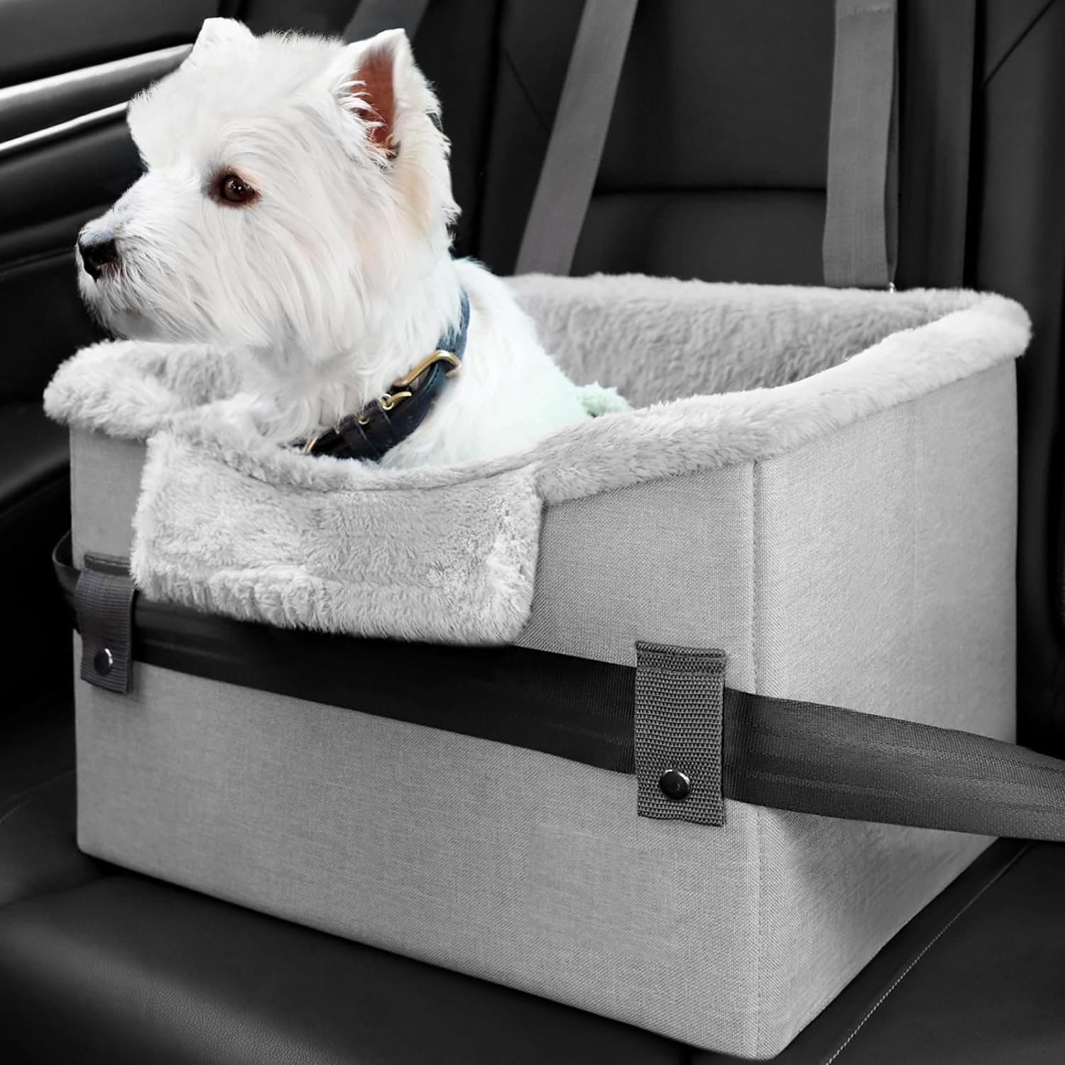 Portable Small Dog Car Seat Booster-Seat for Clip-on Safety Leash