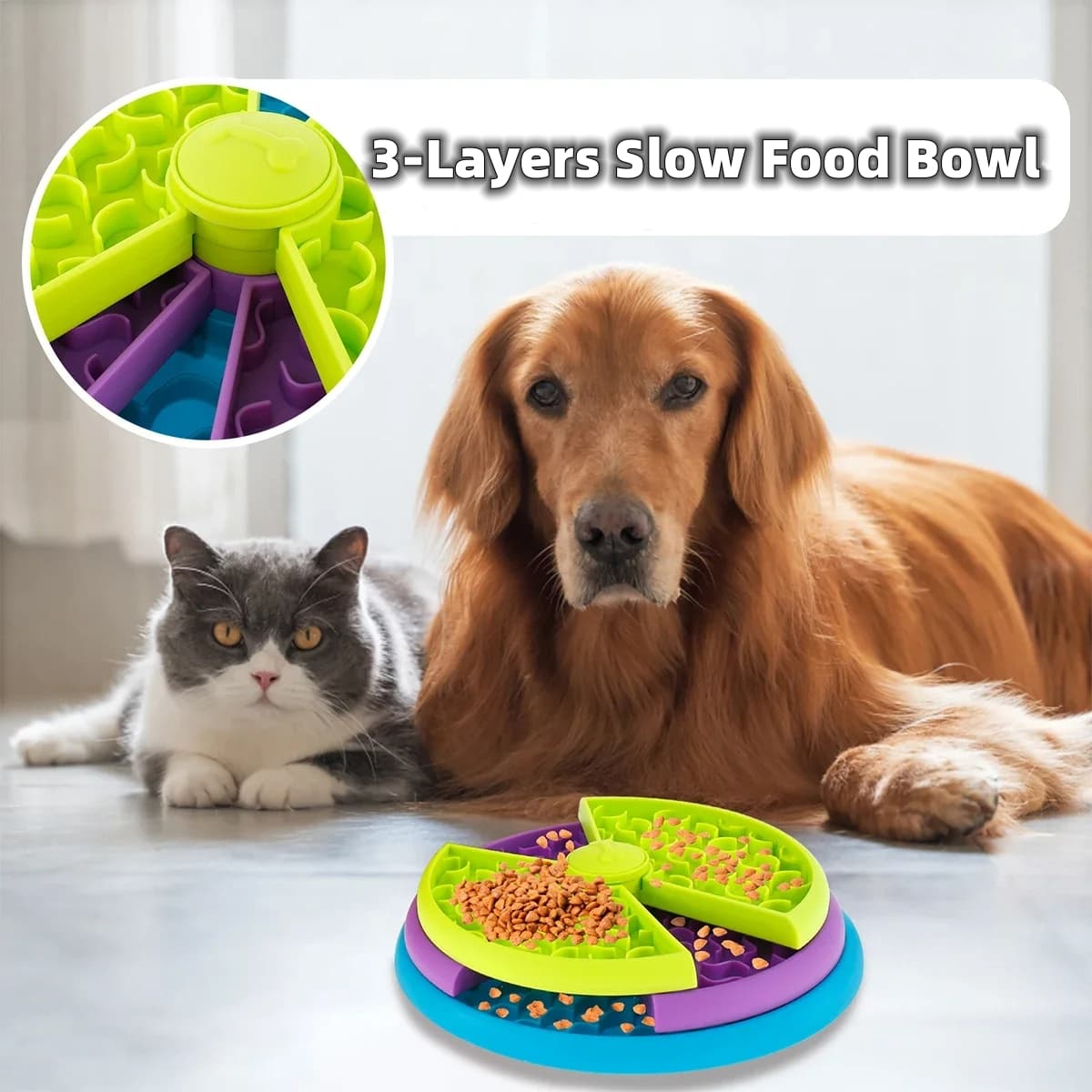 Slow-Feed Bowl Anti Choking Dog Puzzle Feeder Rotating