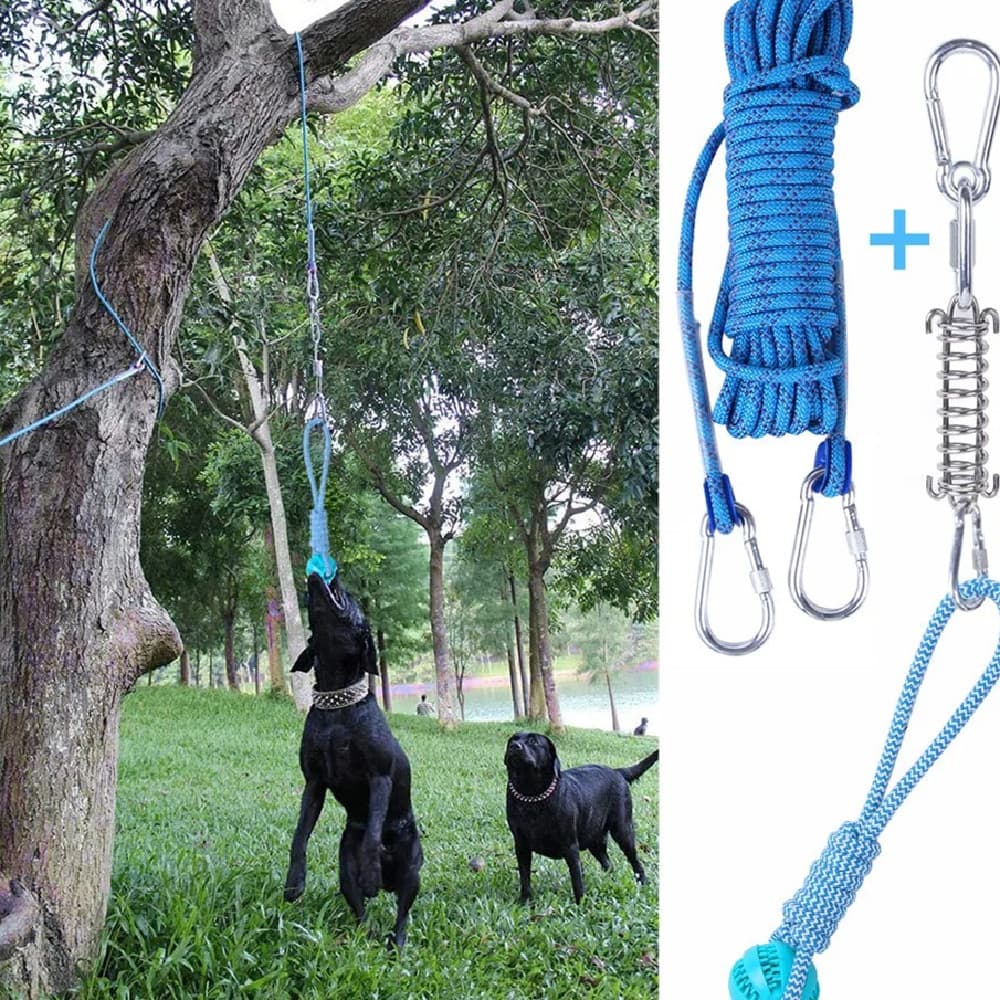 Outdoor Dog Toy Stainless Spring Suspension Cotton String Households