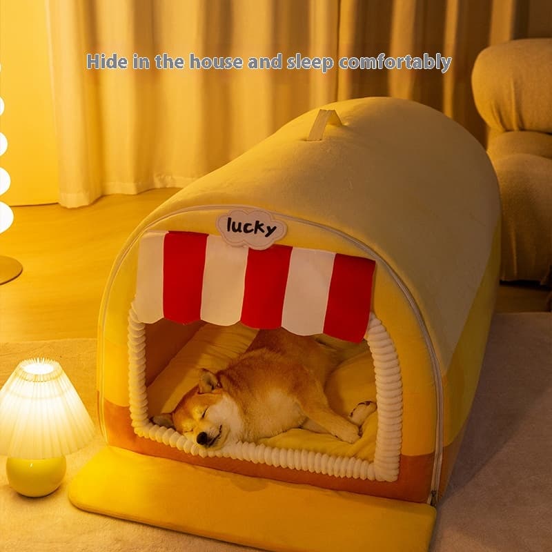 Winter Dog Large Printed Bed