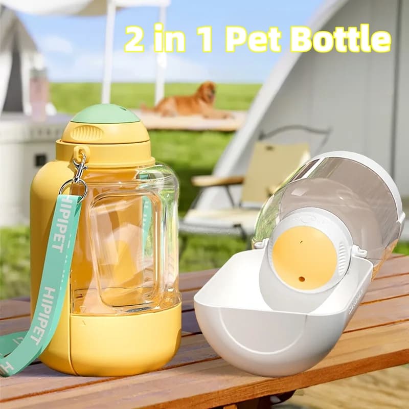 2-in-1 Dog Water Bottle Dispenser Food Bowl