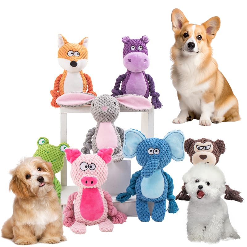 Plush Squeaky Cotton Rope Toys Interactive Tug War Training Creative
