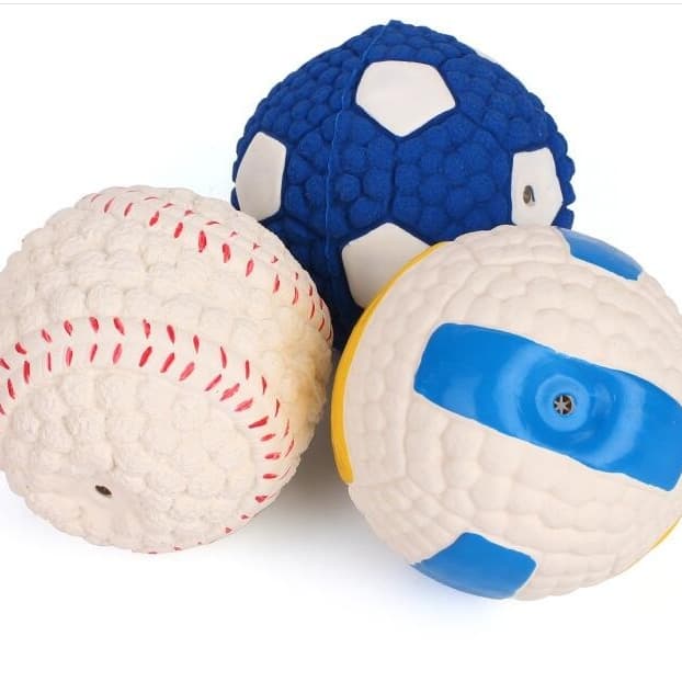 Dog Toy Bite-Proof Teeth Molar Latex Ball Interactive Squeaky Training